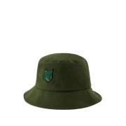 Groene Fox Head Bucket Hat Maison Kitsuné , Green , Unisex