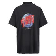 Grafische Print Oversized T-shirt Balenciaga , Black , Heren