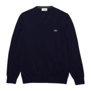 V-hals Katoenen Trui Navy Blauw Lacoste , Blue , Heren