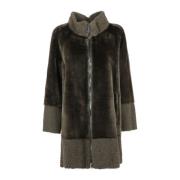 Shearling Coat Suprema , Green , Dames