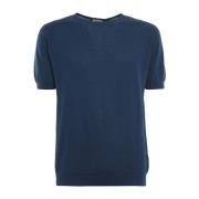 Blauw Katoen Ronde Hals T-shirt John Smedley , Blue , Heren