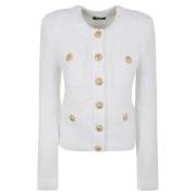 Witte Buitenkleding Jas Elegant Ronde hals Balmain , White , Dames