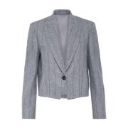 Grijze Wollen Blend Jas Brunello Cucinelli , Gray , Dames