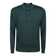 Groene Merino Wol Polo met Knoopsluiting John Smedley , Green , Heren