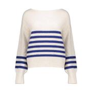 Gestreepte Lurex Pullover Geisha , Beige , Dames