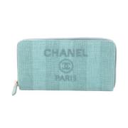 Pre-owned Canvas wallets Chanel Vintage , Blue , Dames