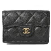 Pre-owned Leather wallets Chanel Vintage , Black , Dames