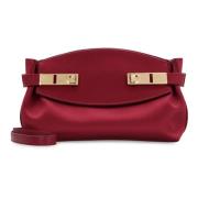 Satin Crossbody Tas met Gancini Gespen Salvatore Ferragamo , Red , Dam...