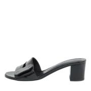 Pre-owned Leather sandals Hermès Vintage , Black , Dames