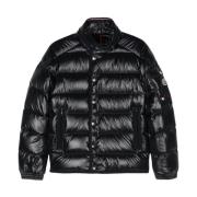 Blauwe Gewatteerde Gewatteerde Jas Hoge Hals Moncler , Blue , Heren