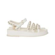 Pre-owned Leather sandals Chanel Vintage , White , Dames