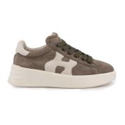 Bruine Suède Sneakers Leren Details Hogan , Brown , Dames