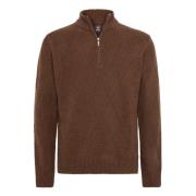 Wol/Nylon Half-Zip Trui Boggi Milano , Brown , Heren