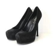 Pre-owned Suede heels Yves Saint Laurent Vintage , Black , Dames