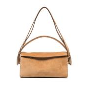 Taupe Bruin Leren Schoudertas Benedetta Bruzziches , Beige , Dames