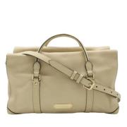 Pre-owned Leather handbags Burberry Vintage , Beige , Dames