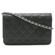 Pre-owned Leather wallets Chanel Vintage , Black , Dames