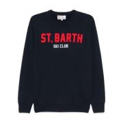 Blauwe Gebreide Trui met Logo Borduursel MC2 Saint Barth , Blue , Here...