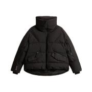 Zwarte winddichte donsjas Woolrich , Black , Dames