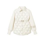 Witte Gewatteerde Jas Rechte Lijn Twinset , White , Dames