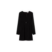 Milano Gebreide Korte Jurk Twinset , Black , Dames