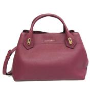 Pre-owned Leather handbags Burberry Vintage , Red , Dames