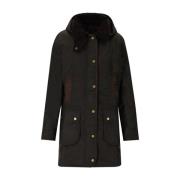 Olijfgroene Gewaxte Katoenen Parka met Tartan Voering Barbour , Green ...