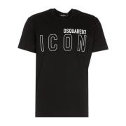 Zwart Slim Fit Ronde Hals T-Shirt Dsquared2 , Black , Heren