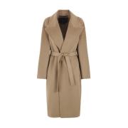 Bruine Kasjmier Mantel met Leren Afwerking Max Mara , Brown , Dames