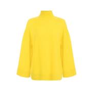 Cashmere Logo Trui met Drop Schouders Elisabetta Franchi , Yellow , Da...