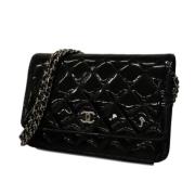 Pre-owned Leather wallets Chanel Vintage , Black , Dames