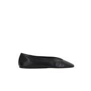 Zwarte leren ballerina platte schoenen Le Monde Beryl , Black , Dames