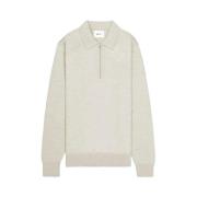 Zachte Wol Zip Polo Sweater Nn07 , Beige , Heren