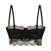 Zwarte Kant Bralette Sweetheart Halslijn Dolce & Gabbana , Black , Dam...