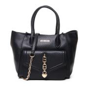 Zwarte Leren Schoudertas Love Moschino , Black , Dames