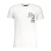 Witte T-Shirt Korte Mouwen Heren Cavalli Class , White , Heren