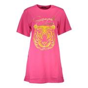 Roze T-shirt met korte mouwen en ronde hals Cavalli Class , Pink , Dam...