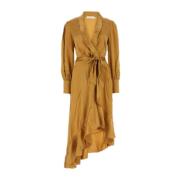 Elegant Ochre Silk Dress Zimmermann , Yellow , Dames