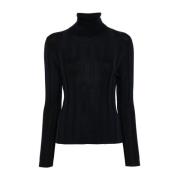 Middernacht Blauw Wol Coltrui Sweater Allude , Black , Dames