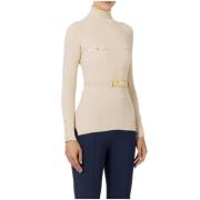 Gebreide trui met logoborduursel Elisabetta Franchi , Beige , Dames