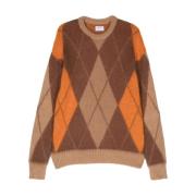 Mohair Diamond Crew Neck Sweater Family First , Multicolor , Heren