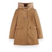 Toggle Coat Nylon Front Fay , Brown , Dames