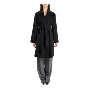 Tijger Wollen Jas Gewaad Stijl Max Mara Studio , Black , Dames