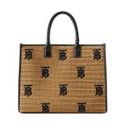 Caramel Bruin Zwart Freya Tote Tas Burberry , Brown , Dames