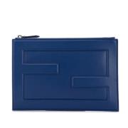 Pre-owned Leather clutches Fendi Vintage , Blue , Dames