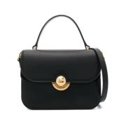 Zwarte Leren Schoudertas Furla , Black , Dames