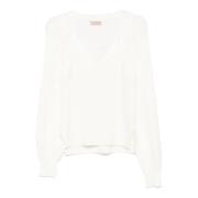 Stijlvolle Sweaters met V-hals Twinset , White , Dames