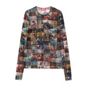 Mesh Design Foto Print Lange Mouw Diesel , Multicolor , Dames