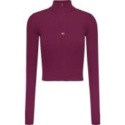 Bordeaux Hoge Hals Rits Trui Tommy Jeans , Red , Dames