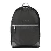 Zwarte herenrugzak met laptopvak Tommy Hilfiger , Black , Heren